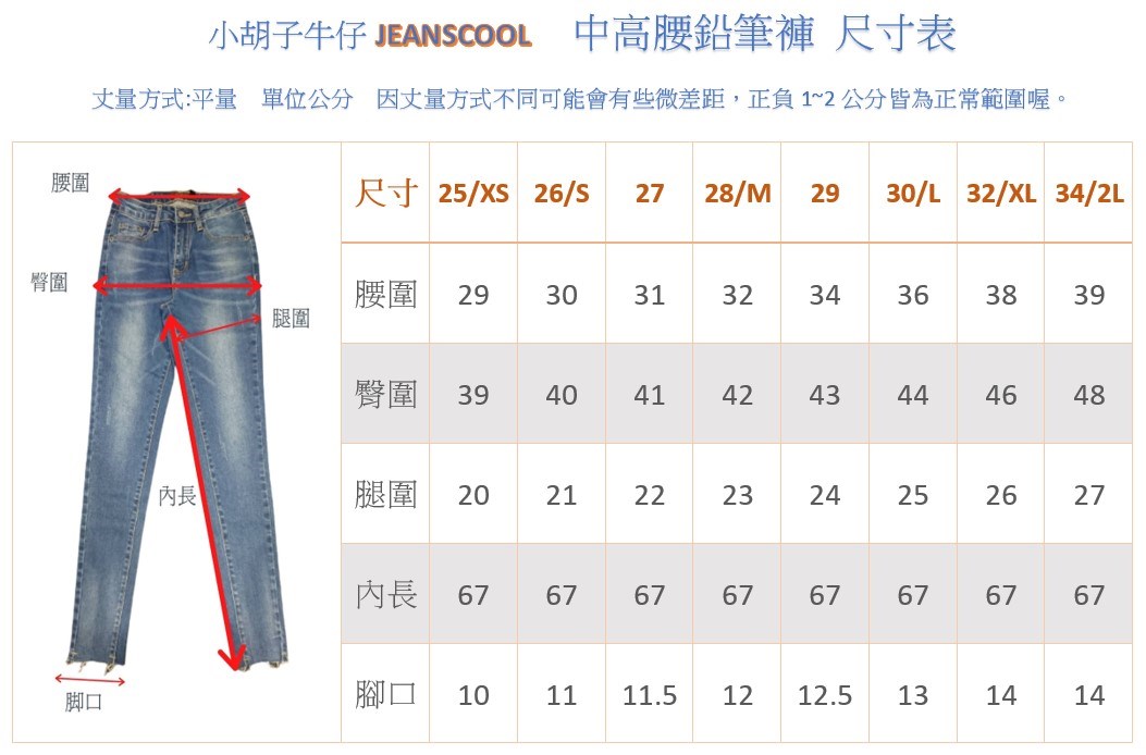 小胡子牛仔【2607】中高腰鉛筆褲，完美追加款，韓系彩藍，氣質，質感，修身翹臀，2020修身塑型代表作喔！