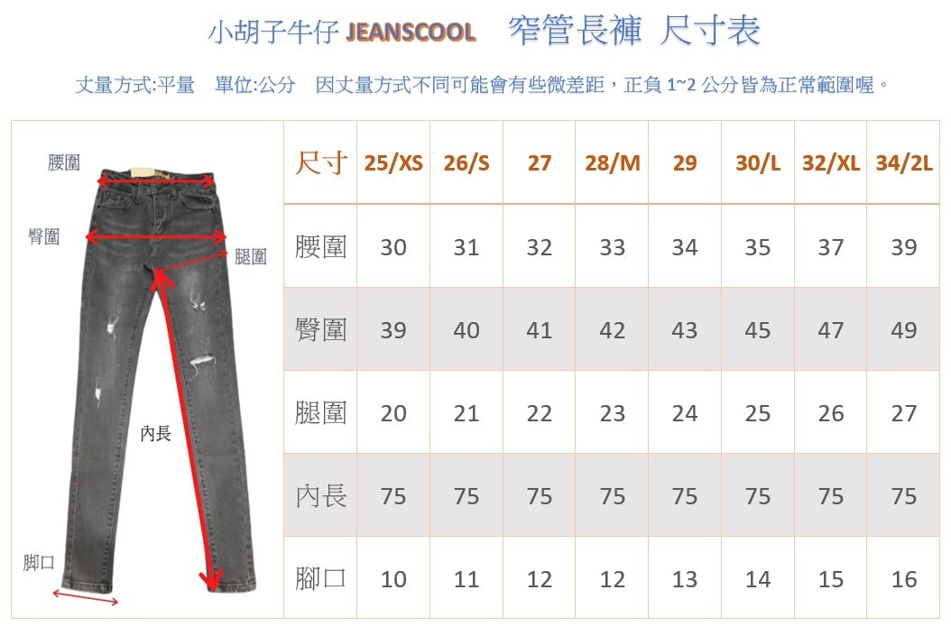 小胡子牛仔【19597】窄管長褲，時尚黑灰，不規則磨損造型，修身翹臀，會瘦的爆款。