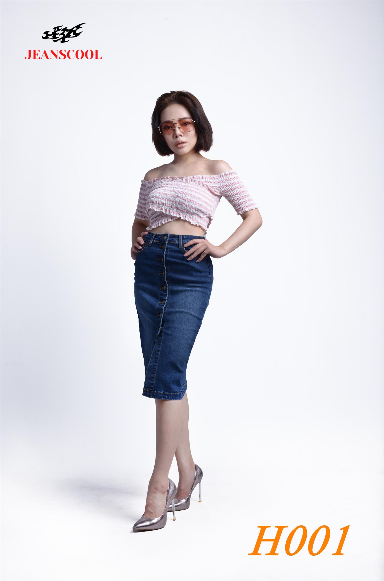 小胡子牛仔【H001】及膝裙，原色丹寧色系，彈力中裙，修腿合身翹臀版，氣質推薦款。