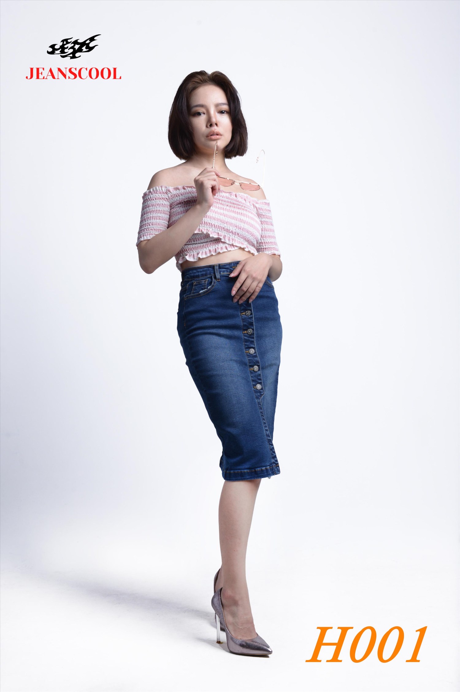 小胡子牛仔【H001】及膝裙，原色丹寧色系，彈力中裙，修腿合身翹臀版，氣質推薦款。