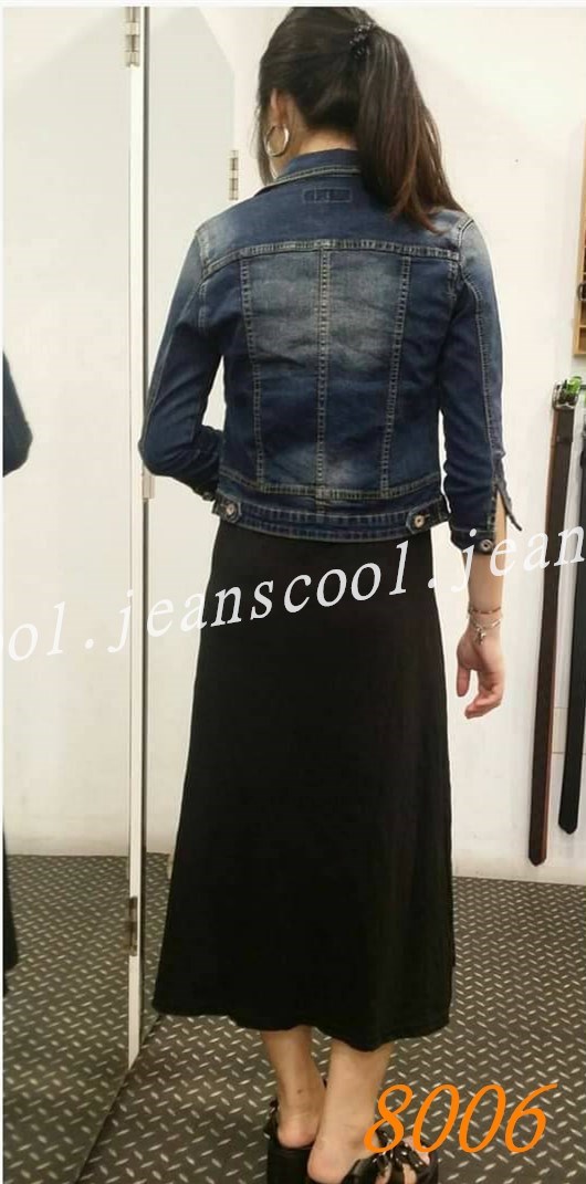 小胡子牛仔【8006】牛仔外套/七分袖，深復古色系，合身有彈性，搭配長洋裝超美，韓版流行必備款。