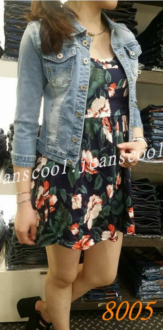 小胡子牛仔【8005】牛仔外套/七分袖，淺懷舊色系，合身有彈性，搭配長洋裝超美，韓版流行必備款。