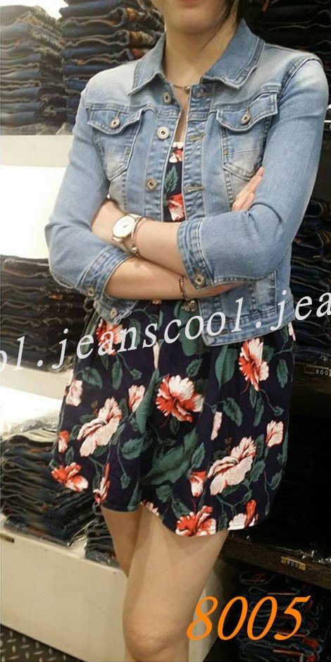 小胡子牛仔【8005】牛仔外套/七分袖，淺懷舊色系，合身有彈性，搭配長洋裝超美，韓版流行必備款。