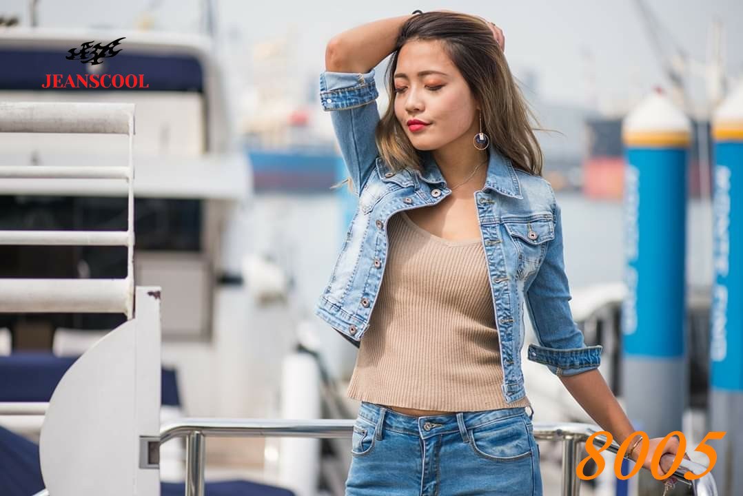 小胡子牛仔【8005】牛仔外套/七分袖，淺懷舊色系，合身有彈性，搭配長洋裝超美，韓版流行必備款。