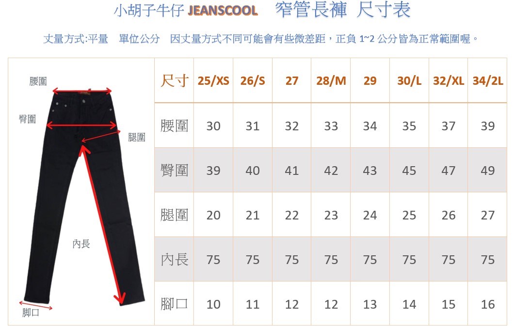 小胡子牛仔【2660】窄管長褲，神秘黑，3D激瘦剪裁，時尚必備款。