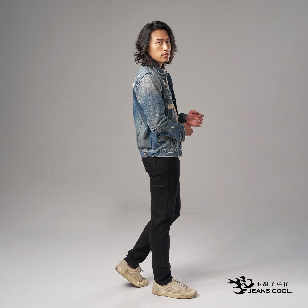 小胡子牛仔【型男958】牛仔長褲，神秘黑，牛仔布料不會起毛球，棉質彈力(劈腿方便)，時尚個性，修身煙管，帥氣推薦款。