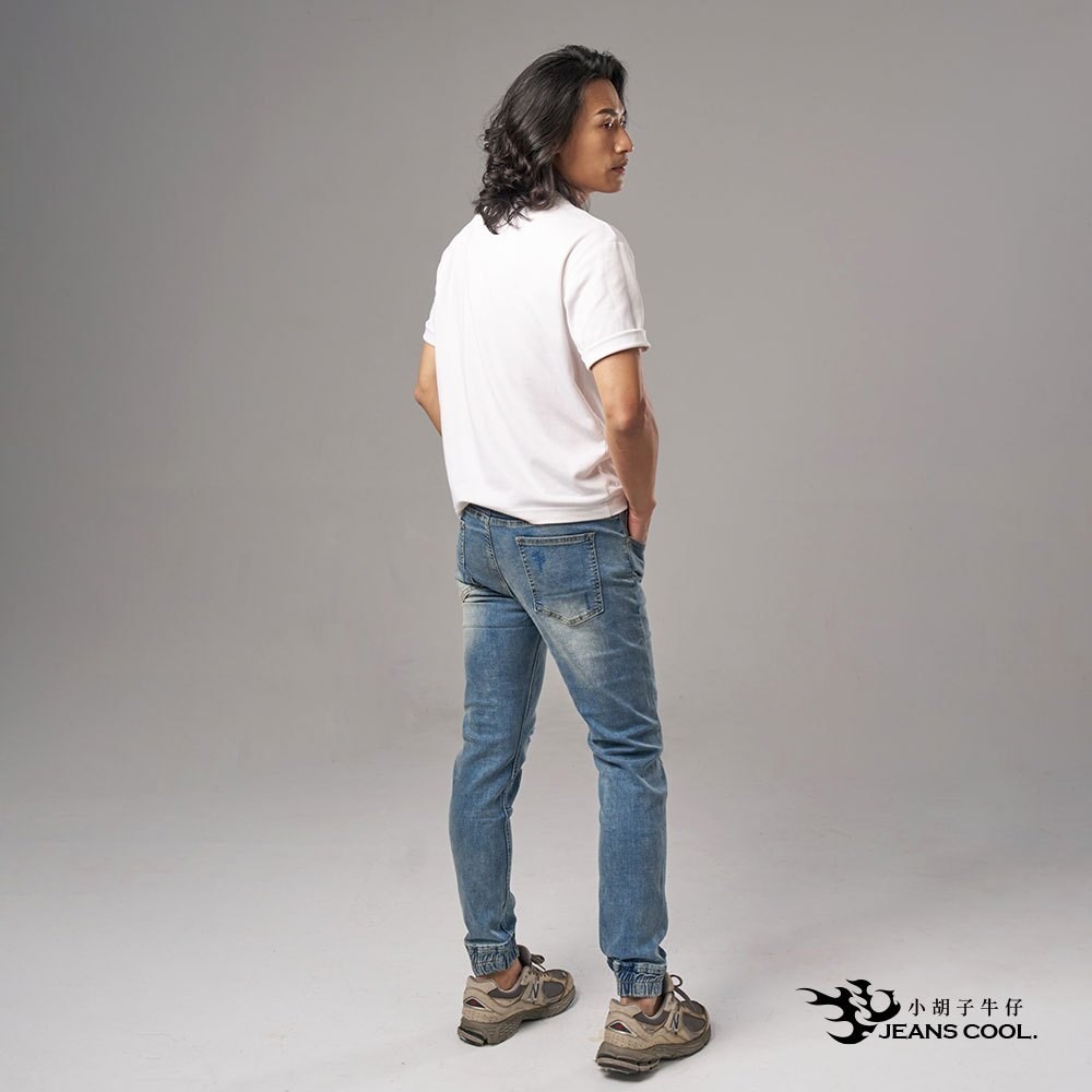 小胡子牛仔【型男973】縮口褲，淺懷舊色系，微鬆款，棉質彈力(劈腿方便)，束口造型簡潔俐落，陽光推薦款。
