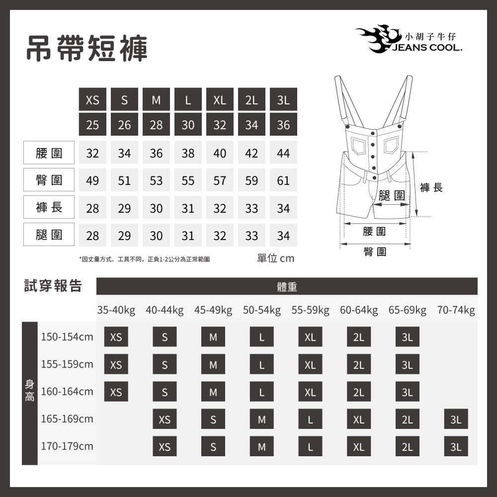 小胡子牛仔【19786】吊帶短褲，淺彩藍刷色，激瘦剪裁，空間瘦腿版，不收邊磨損腳口，增添設計感。