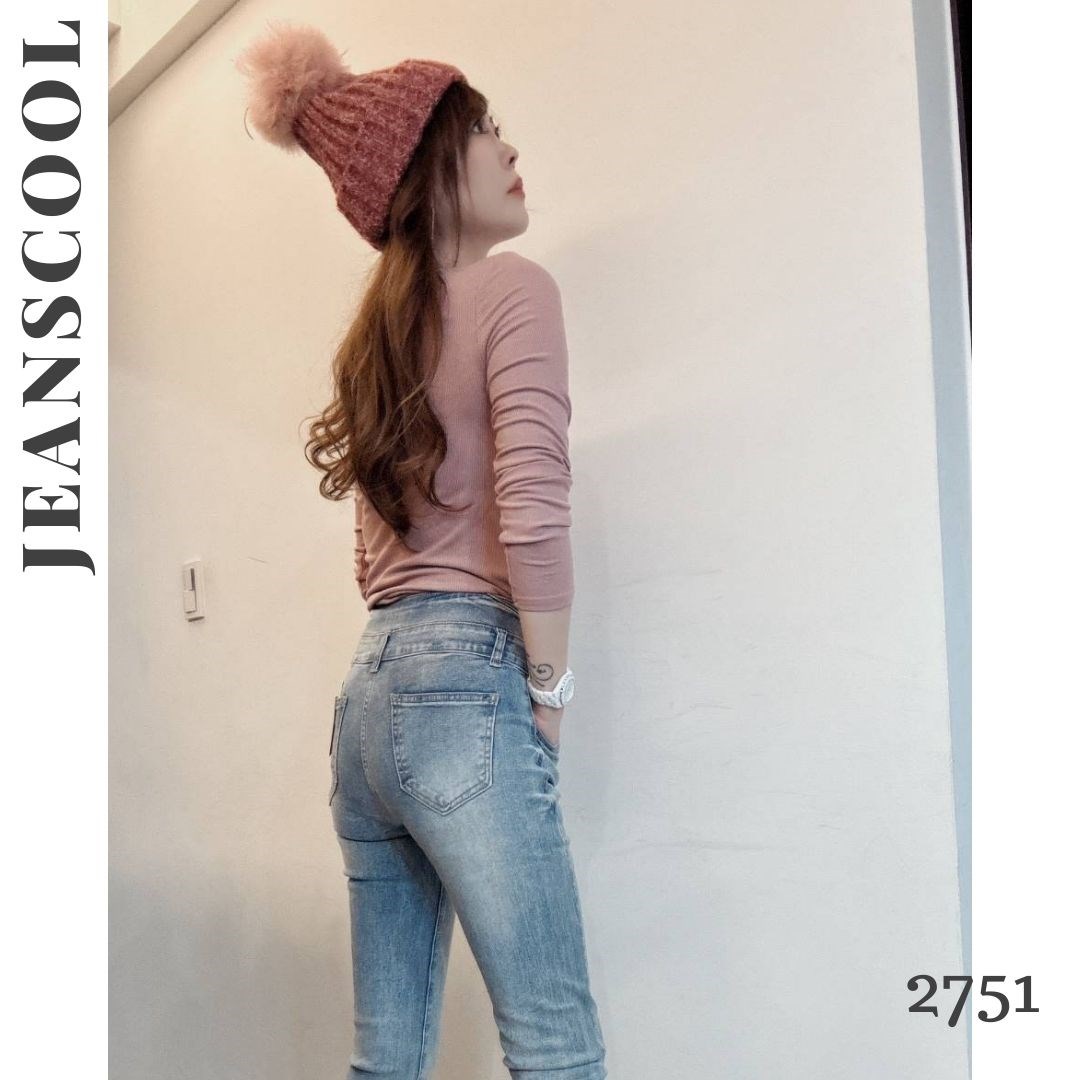 小胡子牛仔【2751】九分窄管鉛筆褲，小蠻腰2.0，淺懷舊刷色，修腰豐臀性感修飾小腹，韓版最新流行，強烈推薦!