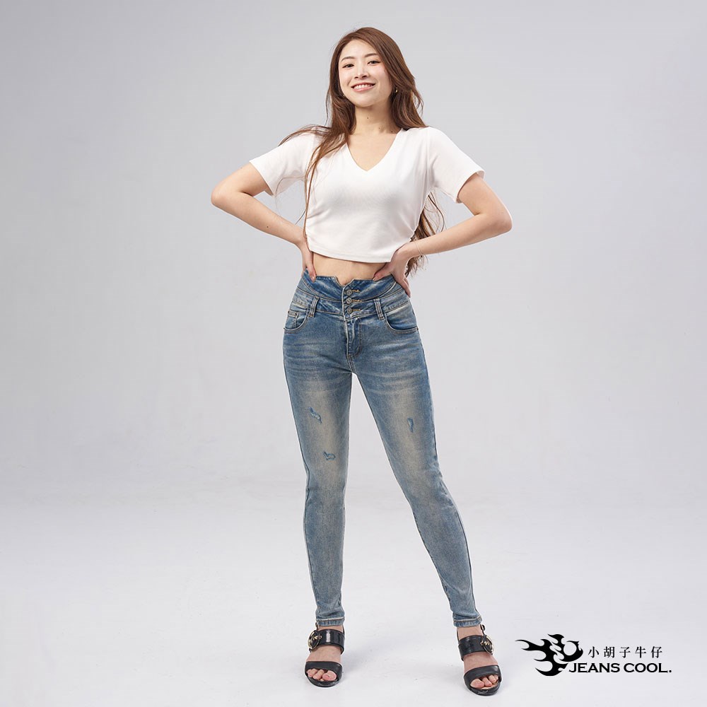 小胡子牛仔【2751】九分窄管鉛筆褲，小蠻腰2.0，淺懷舊刷色，修腰豐臀性感修飾小腹，韓版最新流行，強烈推薦!