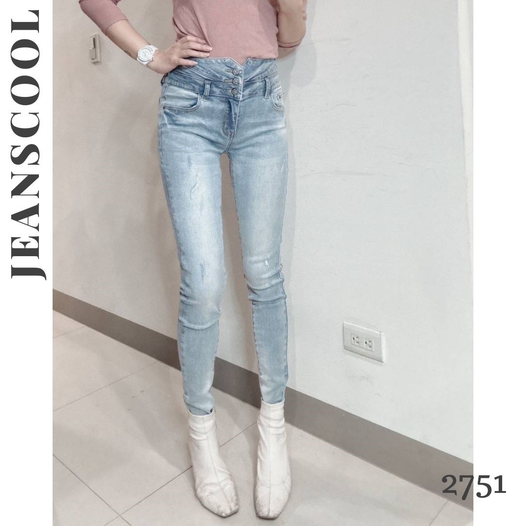 小胡子牛仔【2751】九分窄管鉛筆褲，小蠻腰2.0，淺懷舊刷色，修腰豐臀性感修飾小腹，韓版最新流行，強烈推薦!