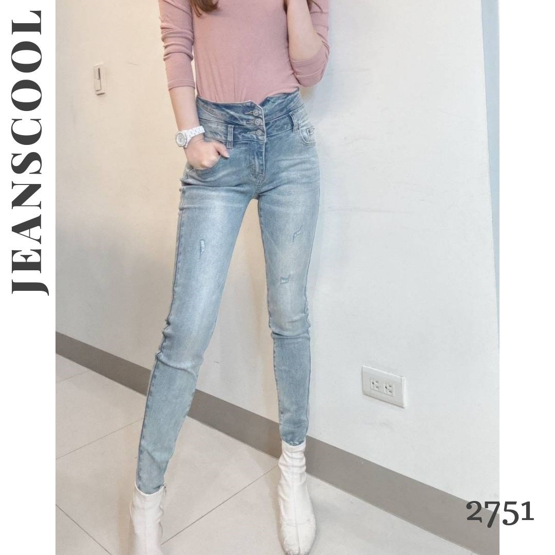 小胡子牛仔【2751】九分窄管鉛筆褲，小蠻腰2.0，淺懷舊刷色，修腰豐臀性感修飾小腹，韓版最新流行，強烈推薦!