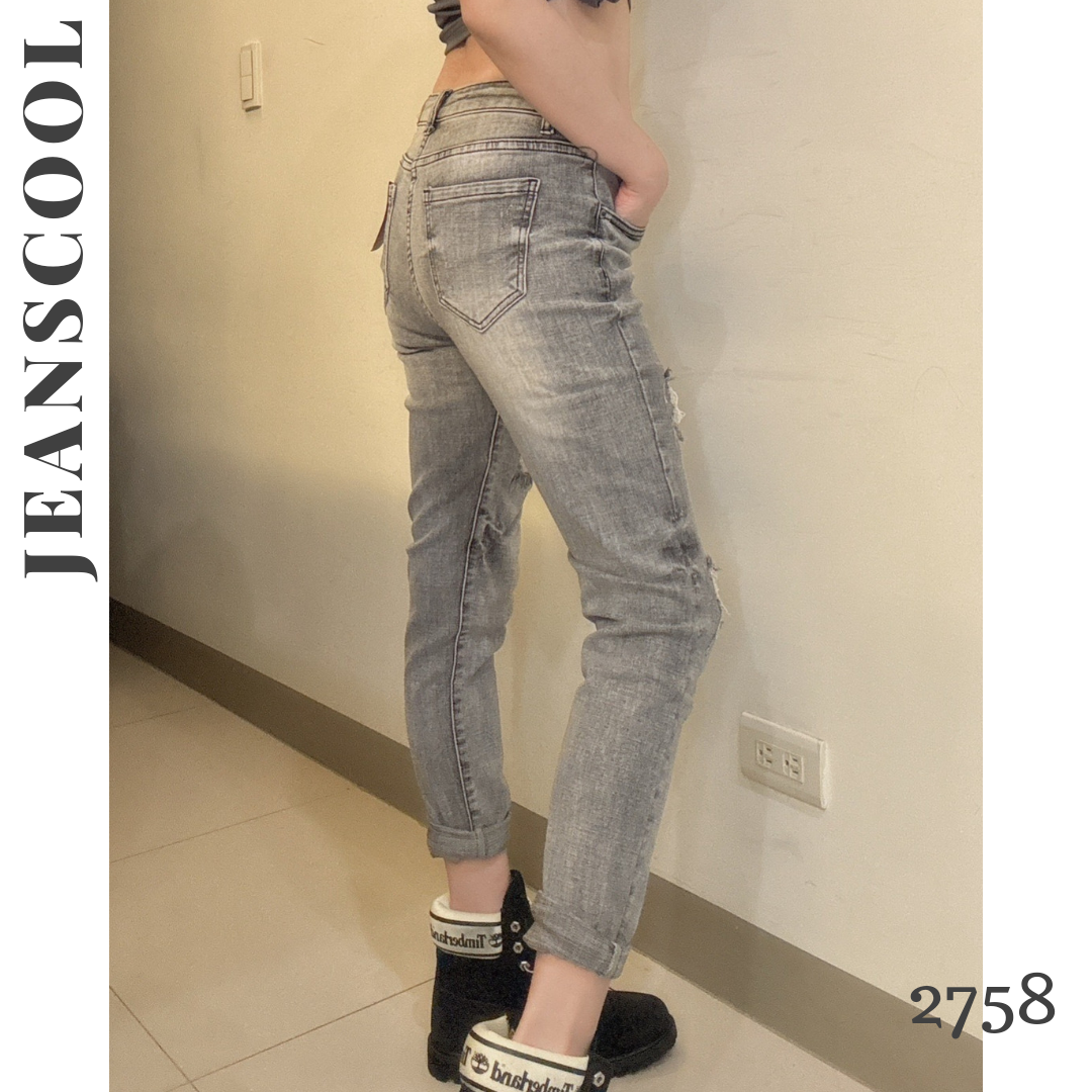小胡子牛仔【2758】男友褲(哈倫褲)，煙灰色，情侶系列男女都可以穿喔～微鬆款，褲腳可反摺穿約9分效果，流行的混搭風。