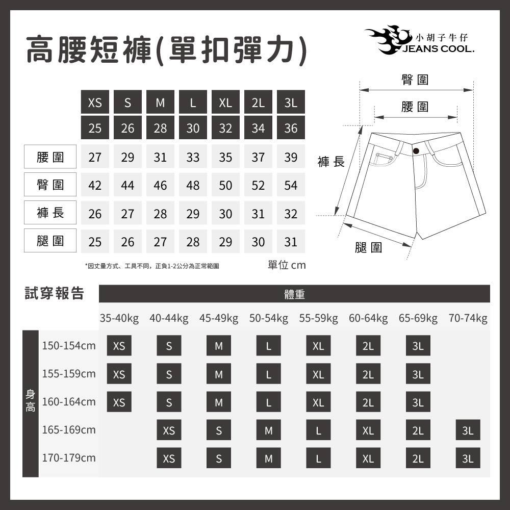 小胡子牛仔【19823/53/52】雙V小蠻腰-高腰短褲(三色)，彈力空間版，視覺瘦腿，修腰豐臀，經典推薦款。
