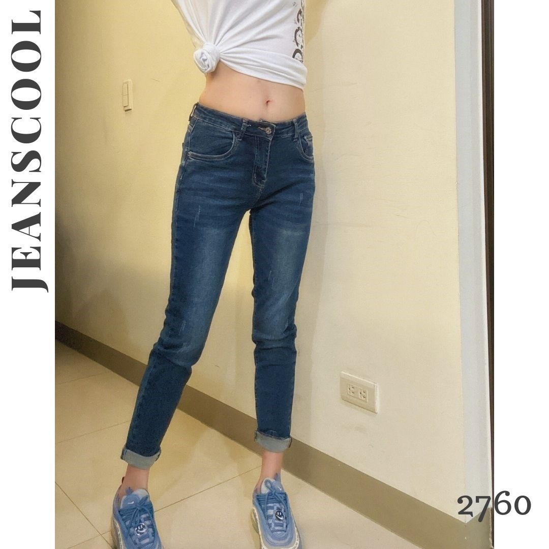 小胡子牛仔【2760】男友褲(哈倫褲)，深彩藍，微鬆款，褲腳可反摺穿約8~9分效果，流行的混搭風，男女都可以穿喔～