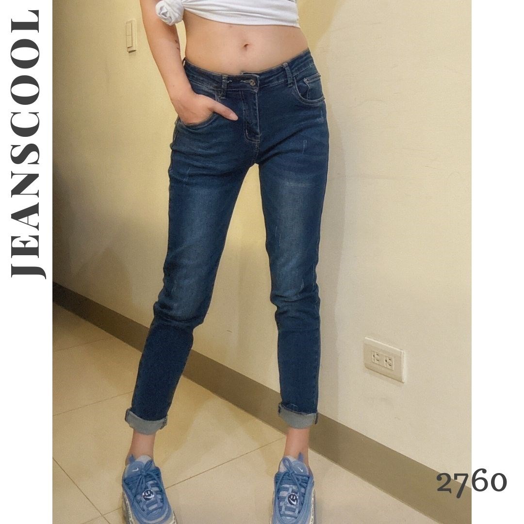 小胡子牛仔【2760】男友褲(哈倫褲)，深彩藍，微鬆款，褲腳可反摺穿約8~9分效果，流行的混搭風，男女都可以穿喔～