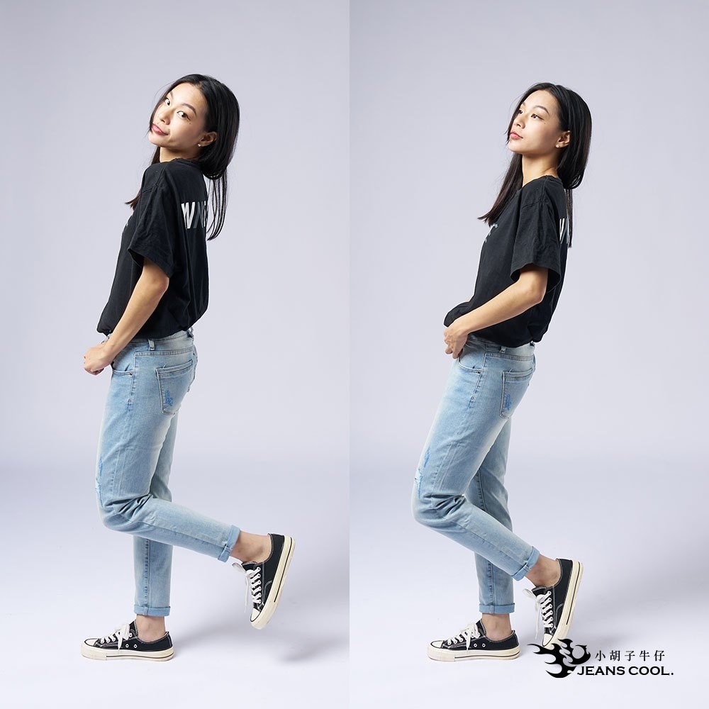 涼夏寬版率性鬆緊牛仔褲 男友褲