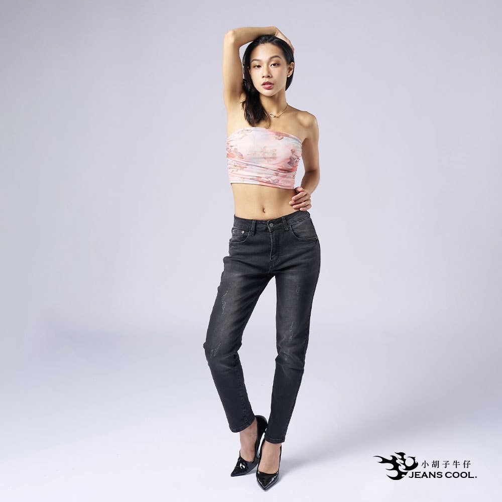 涼夏寬版率性鬆緊牛仔褲 男友褲