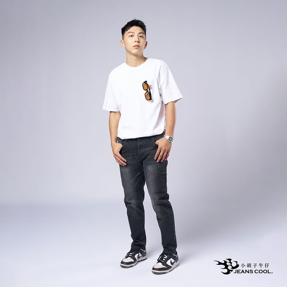 涼夏寬版率性鬆緊牛仔褲 男友褲