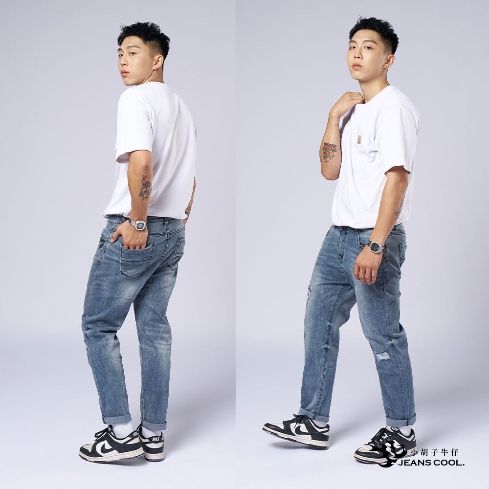 涼夏寬版率性鬆緊牛仔褲 男友褲