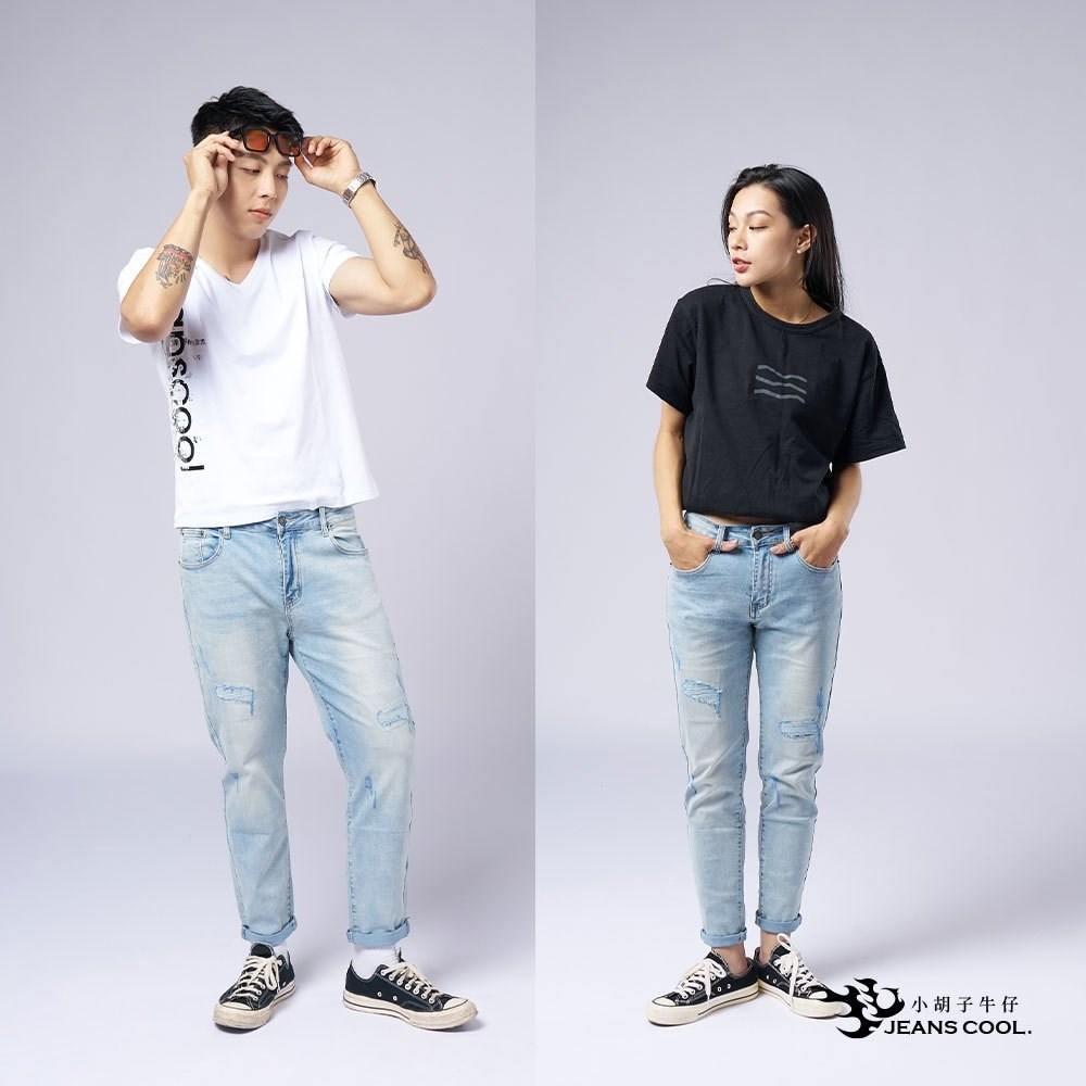 涼夏寬版率性鬆緊牛仔褲 男友褲