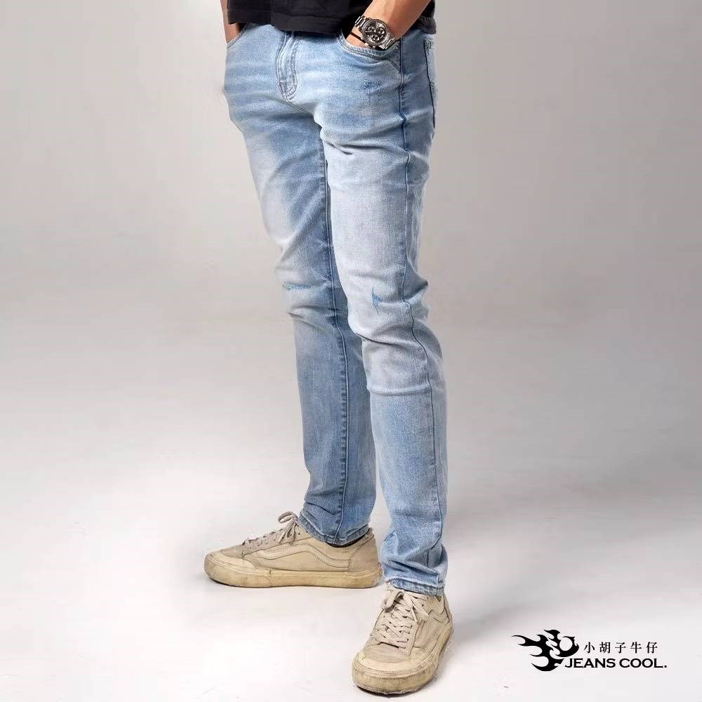 小胡子牛仔【型男975】牛仔長褲，神洗白，棉質彈力(劈腿方便)，時尚個性，修身煙管，帥氣推薦款。