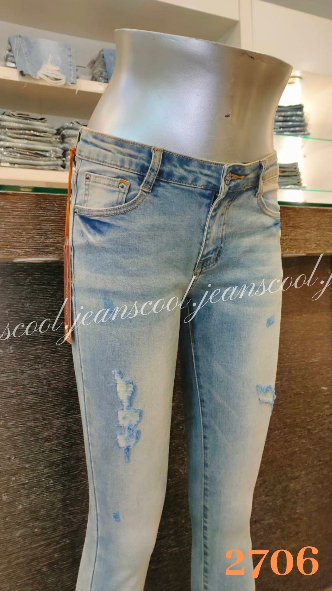 小胡子牛仔【2706】窄管長褲，淺復古色系，3D激瘦剪裁，修腰豐臀性感修飾小腹，強烈推薦!