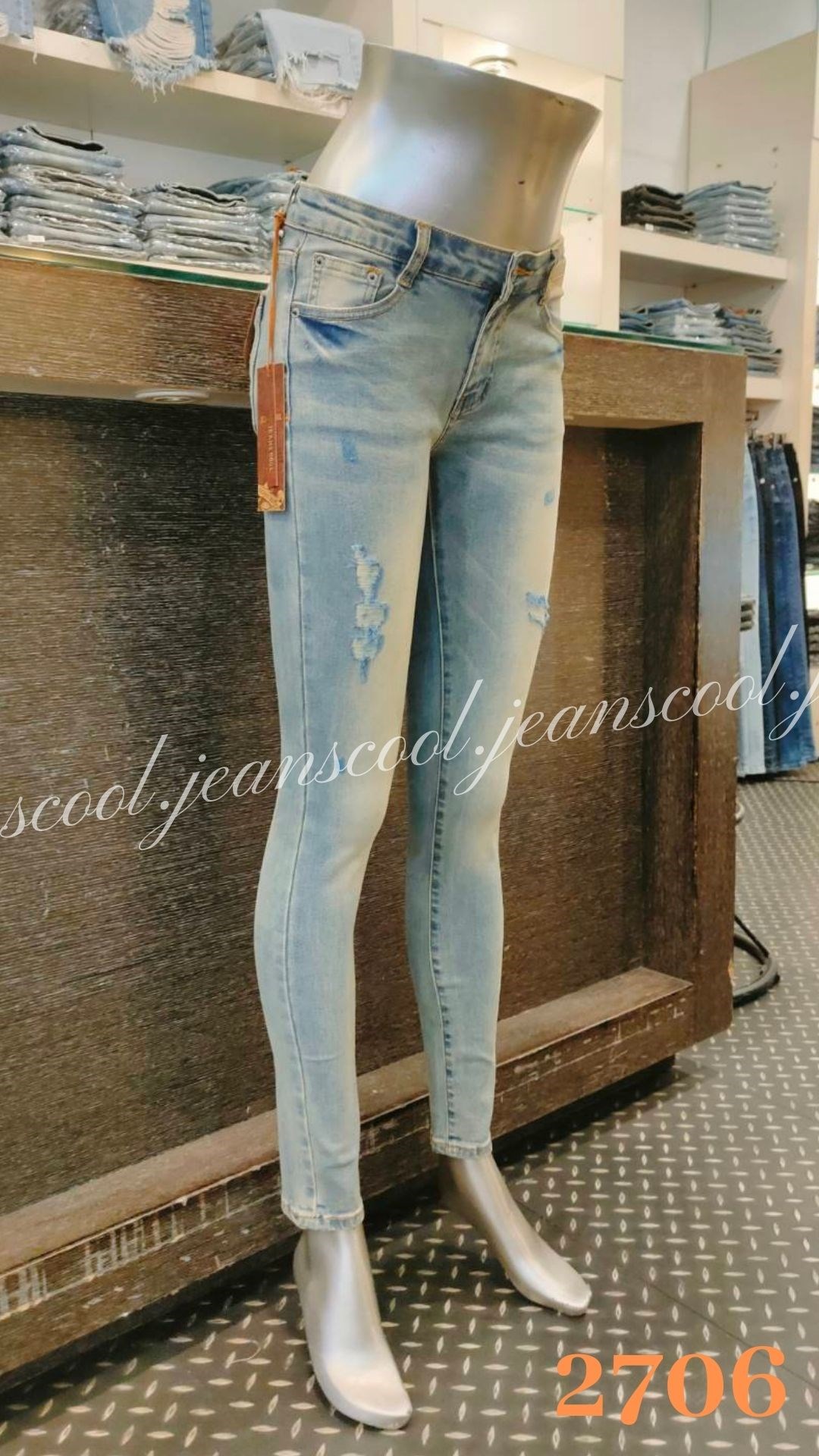 小胡子牛仔【2706】窄管長褲，淺復古色系，3D激瘦剪裁，修腰豐臀性感修飾小腹，強烈推薦!