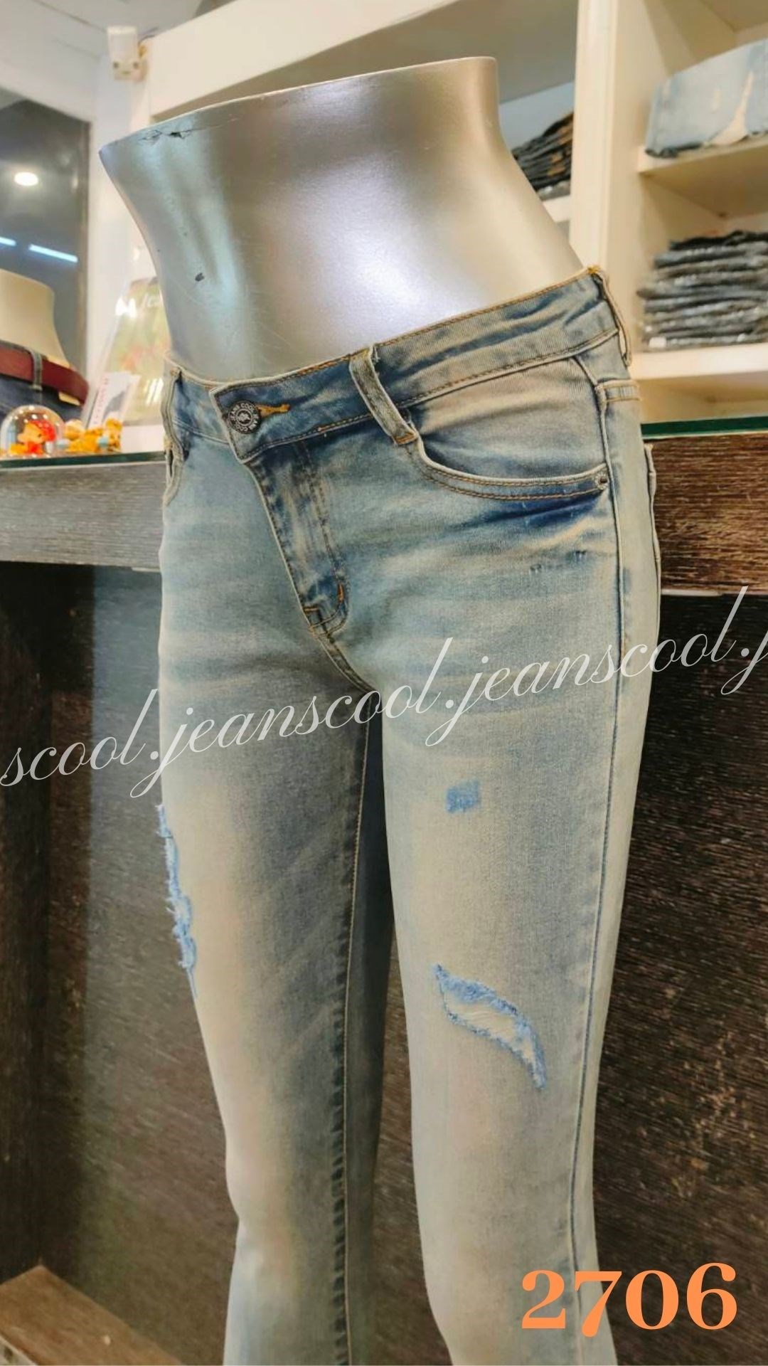 小胡子牛仔【2706】窄管長褲，淺復古色系，3D激瘦剪裁，修腰豐臀性感修飾小腹，強烈推薦!