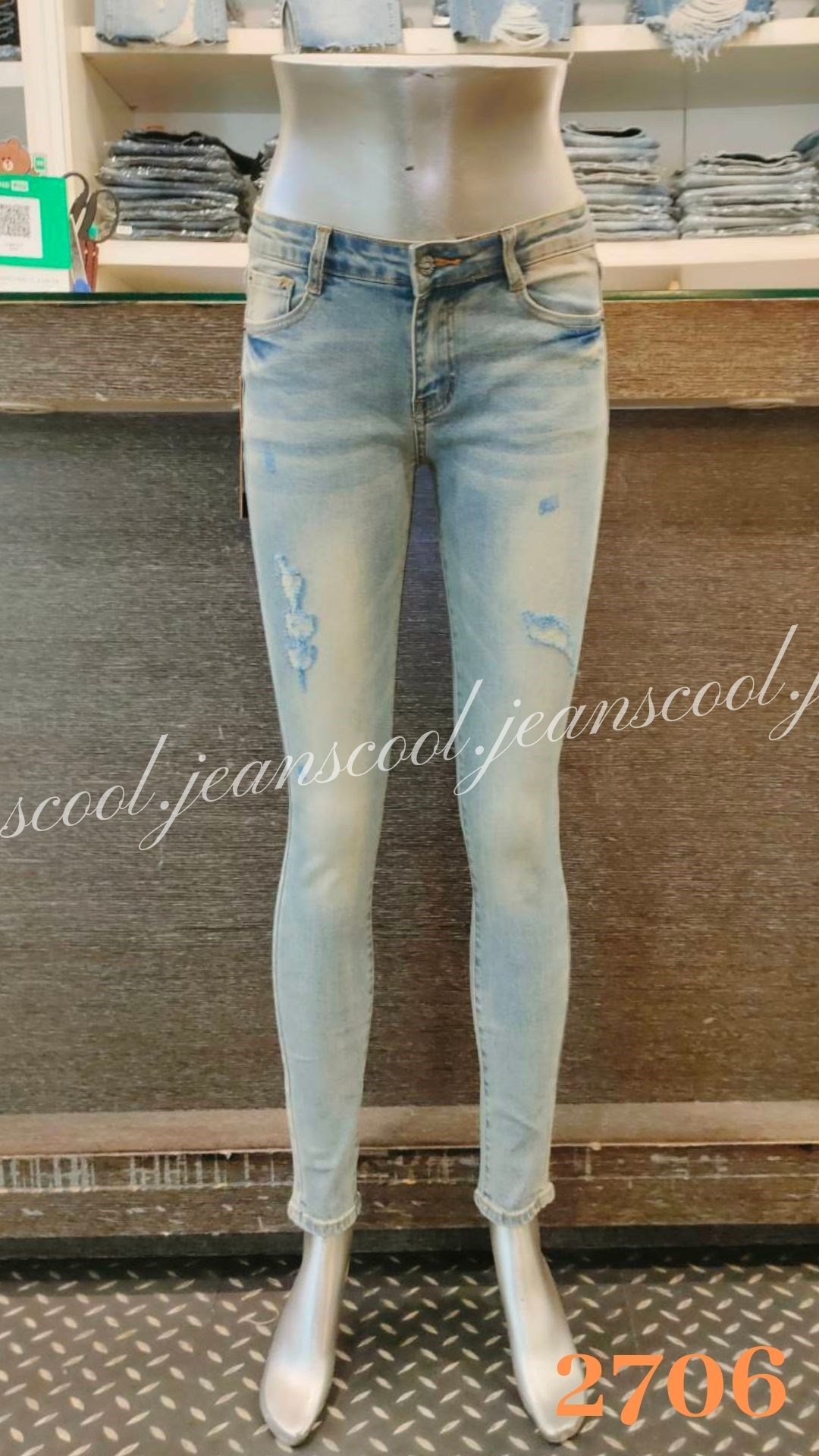 小胡子牛仔【2706】窄管長褲，淺復古色系，3D激瘦剪裁，修腰豐臀性感修飾小腹，強烈推薦!
