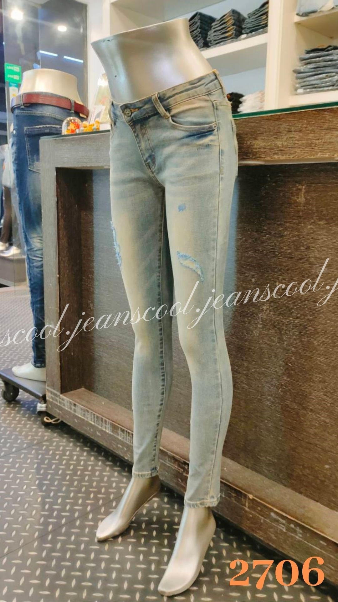 小胡子牛仔【2706】窄管長褲，淺復古色系，3D激瘦剪裁，修腰豐臀性感修飾小腹，強烈推薦!