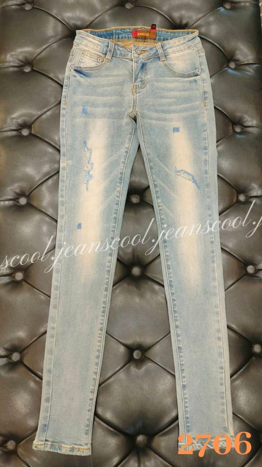 小胡子牛仔【2706】窄管長褲，淺復古色系，3D激瘦剪裁，修腰豐臀性感修飾小腹，強烈推薦!