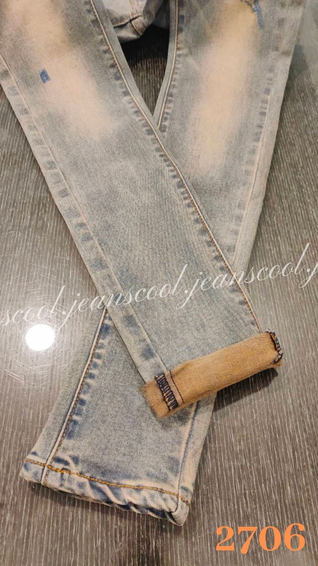 小胡子牛仔【2706】窄管長褲，淺復古色系，3D激瘦剪裁，修腰豐臀性感修飾小腹，強烈推薦!