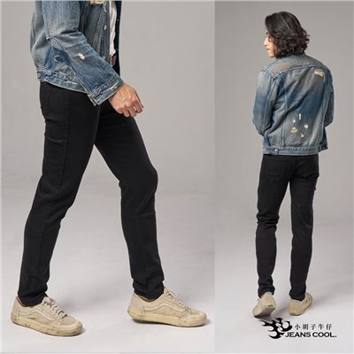 小胡子牛仔【型男958】牛仔長褲，神秘黑，牛仔布料不會起毛球，棉質彈力(劈腿方便)，時尚個性，修身煙管，帥氣推薦款。