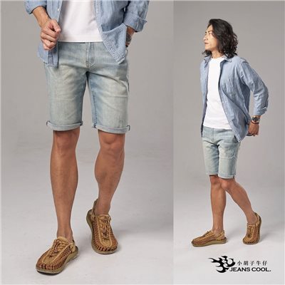 小胡子牛仔【型男962】牛仔短褲/馬褲，特殊色系神洗白，棉質彈力(劈腿方便)，時尚個性褲腳可反摺穿出時尚感，帥氣推薦款。